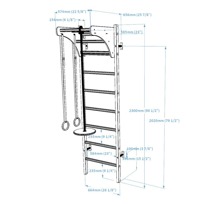 BenchK 211 Wall Bars Swedish Ladder With Accessories
