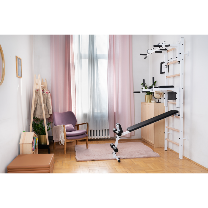 BenchK 233 Wall Bars Swedish Ladder with Bench and Pull Up Bar