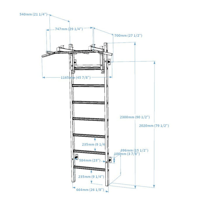 BenchK 231 Wall Bars Swedish Ladder with Pull Up Bar