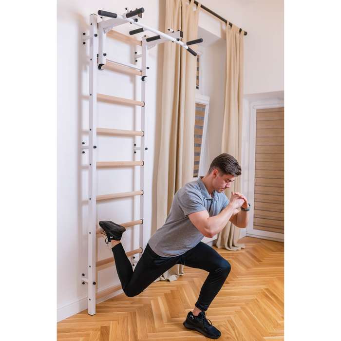BenchK 733 Wall Bars Swedish Ladder with Pull Up/Dip Bar and Bench